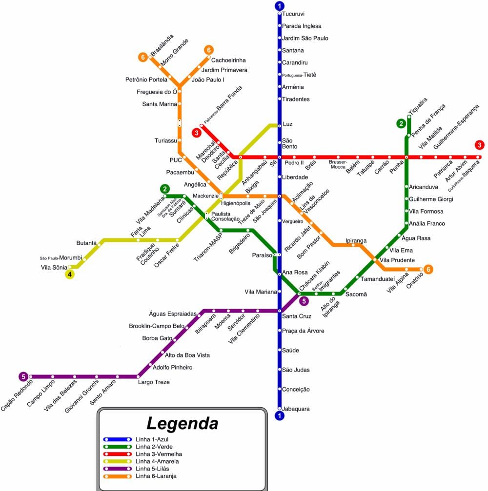 Sao Paulo metró térkép pdf